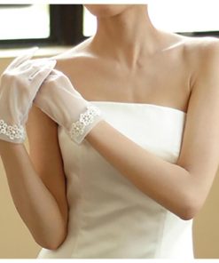 ウエディング グローブ ショート ブライダル レース オーガンジー オフホワイト ショートグローブ ウエディンググローブ 日本製 手袋 花嫁 挙式