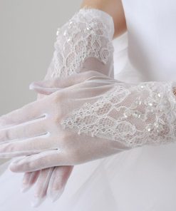 ウエディング グローブ ショート レース ブライダル オーガンジー 日本製 リバーレース ウエディンググローブ ホワイト オフホワイト アイボリー