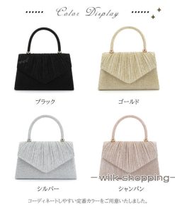 パーティーバッグ 大容量 自立 プリーツ ハンドバッグ レディース バッグ 結婚式 二次会 披露宴 発表会 同窓会 お呼ばれ フォーマル