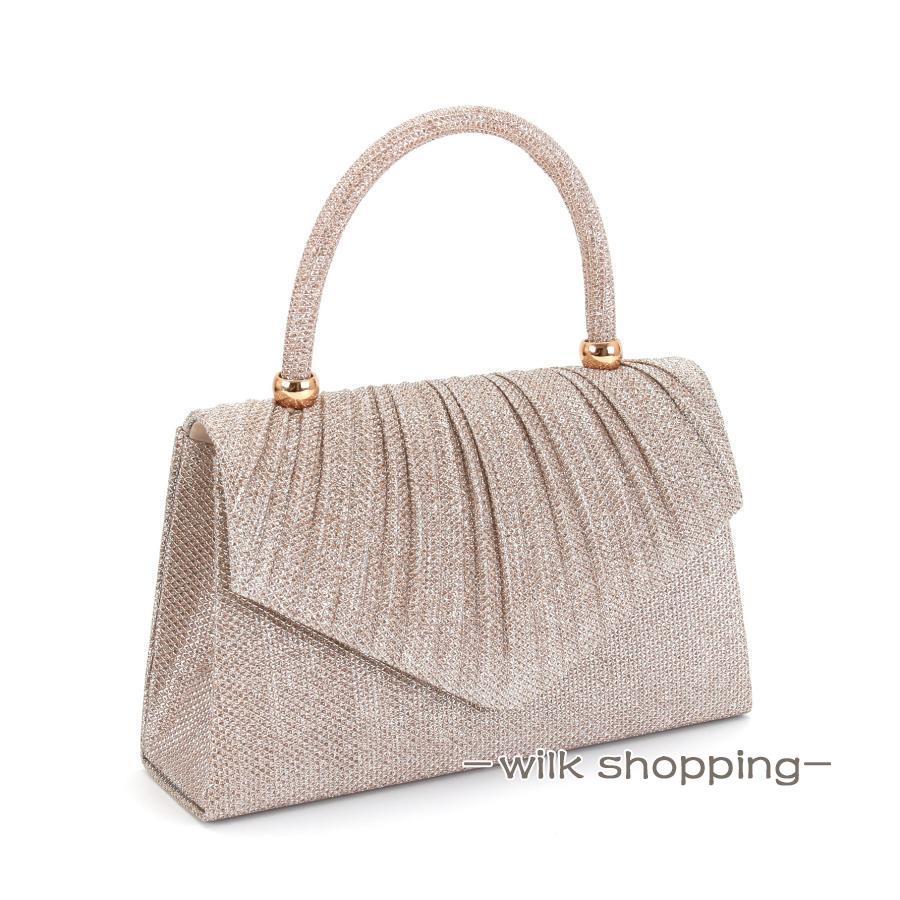 パーティーバッグ 大容量 自立 プリーツ ハンドバッグ レディース バッグ 結婚式 二次会 披露宴 発表会 同窓会 お呼ばれ フォーマル - 画像 (2)