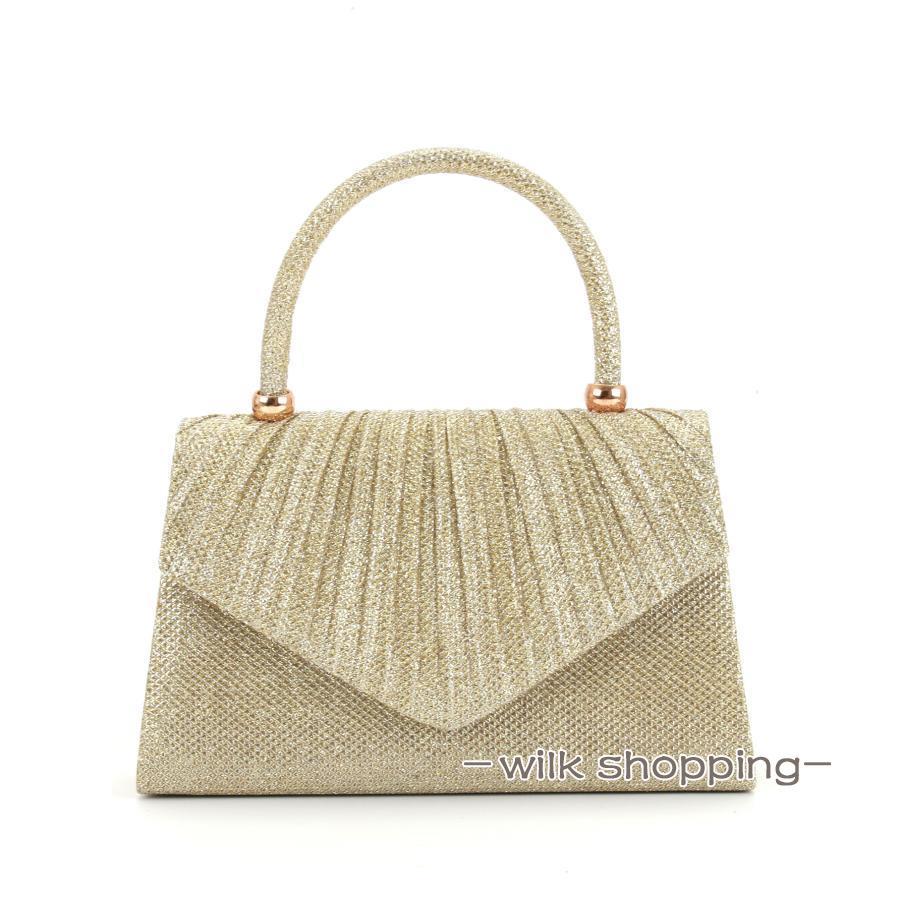 パーティーバッグ 大容量 自立 プリーツ ハンドバッグ レディース バッグ 結婚式 二次会 披露宴 発表会 同窓会 お呼ばれ フォーマル - 画像 (6)