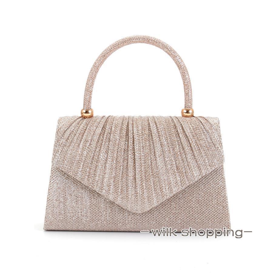 パーティーバッグ 大容量 自立 プリーツ ハンドバッグ レディース バッグ 結婚式 二次会 披露宴 発表会 同窓会 お呼ばれ フォーマル - 画像 (7)