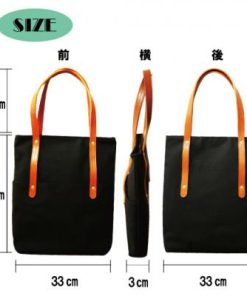 ふるさと納税 守谷市 倉敷産帆布×本革　[A4サイズ対応]縦長トートバッグ(黒×黒)
