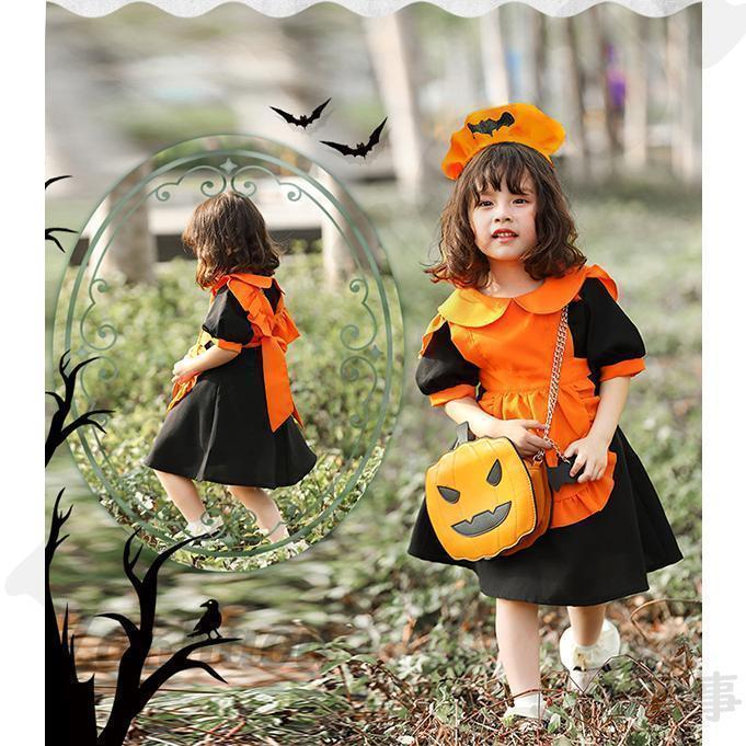 ハロウィン衣装 コスプレ かぼちゃ キッズ ベビー 女の子 パンプキン ウィッチ コスチューム メイド服 エプロン 子供用 仮装 おすすめ - 画像 (3)